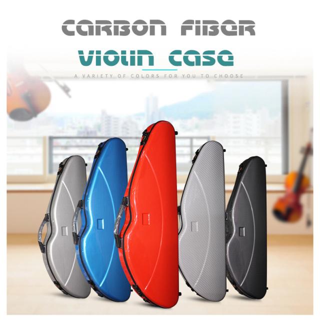 VIOLIN CASE バイオリンケースサイズ 4/4 楽器 管楽器 カーボンファイバー製 軽量 堅牢 ケース クッション付き 3WAY リュック ショルダー 手提げ