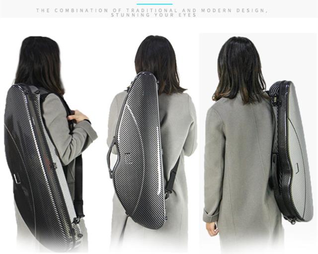 VIOLIN CASE バイオリンケースサイズ 4/4 楽器 管楽器 カーボンファイバー製 軽量 堅牢 ケース クッション付き 3WAY リュック ショルダー 手提げ_12
