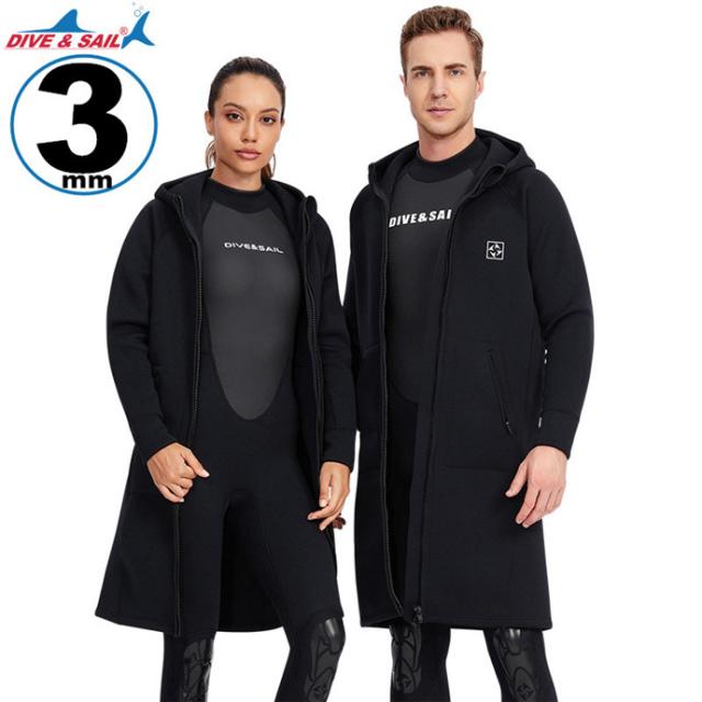 ウェットスーツ 男女兼用 3mm フード付き コート サーフィン