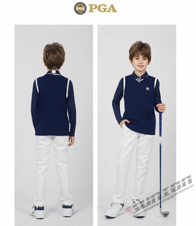 【2024秋冬新作】 KIDS ゴルフベスト キッズ ゴルフウェア ウールセーター GOLF ベスト