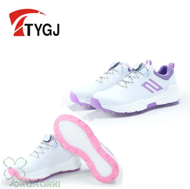 ゴルフ ゴルフシューズ ダイヤル式 ソフトスパイク レディース スパイクシューズ 防水 人工皮革