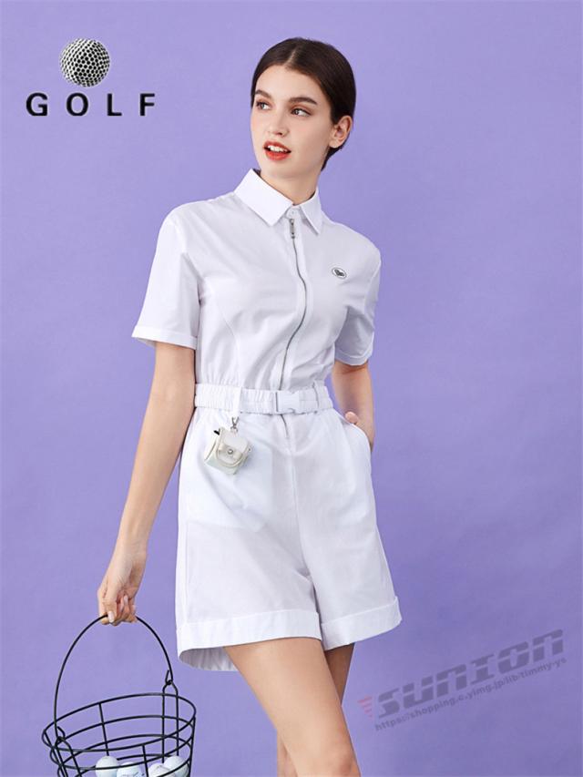 ゴルフウェア レディース つなぎ　パンツ ゴルフ 膝上 五分丈パンツ ストレッチ 短パン おしゃれ 春夏 夏用 スポーツ