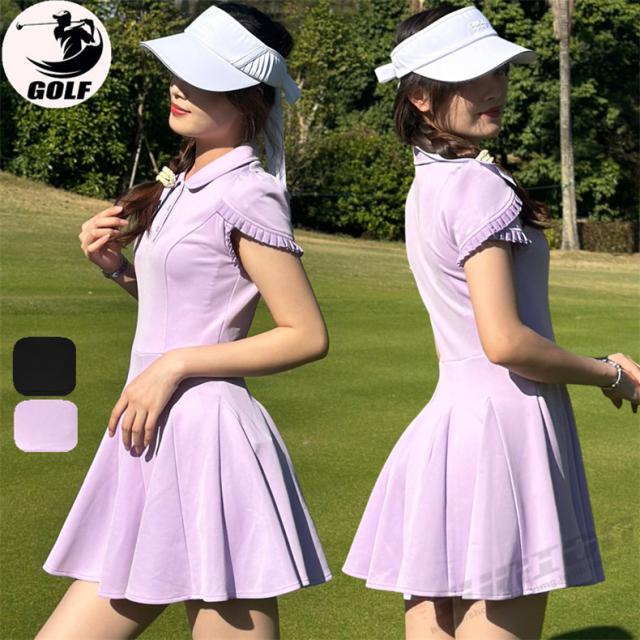 ゴルフウェア レディース ゴルフ ドレス ワンピース  丈長め ゴルフ スカート かわいい おしゃれ 新作の通販は 14,443円