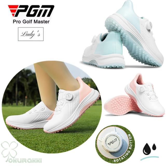 ゴルフ ゴルフシューズ 夏用 快適 通気 ダイヤル式 ソフトスパイク レディース スパイクシューズ スニーカー 靴 女子 防水 人工皮革