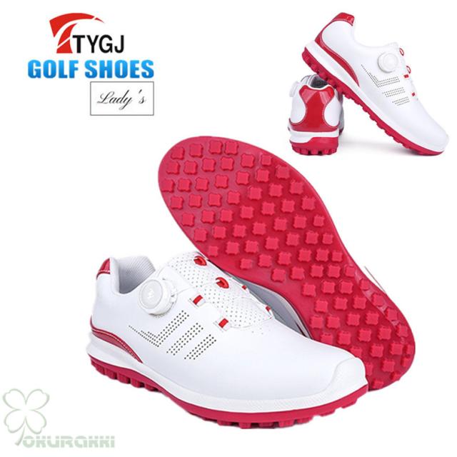 ゴルフ ゴルフシューズ 夏用 快適 通気 ダイヤル式 ソフトスパイク レディース スパイクシューズ スニーカー 靴 女子 防水 人工皮革
