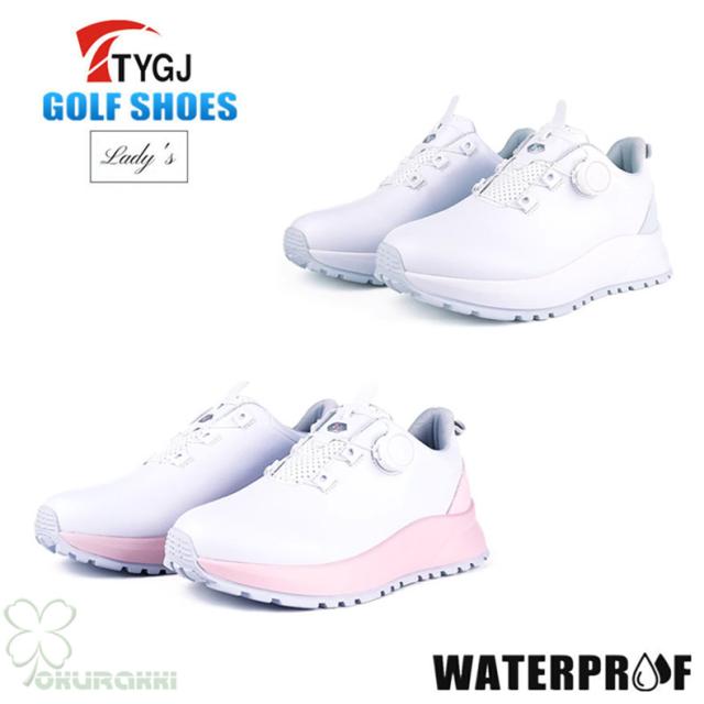 ゴルフ ゴルフシューズ 夏用 快適 通気 ダイヤル式 ソフトスパイク レディース スパイクシューズ スニーカー 靴 女子 防水 人工皮革
