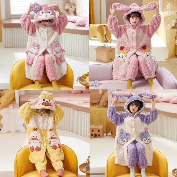 バスローブ キッズ 子供服 女の子 冬 ルームウェア フード付き 厚手 ナイトガウン  可愛い 長袖 フランネル パジャマ 部屋着 柔らかい 防寒着 秋冬の通販は 5,115円