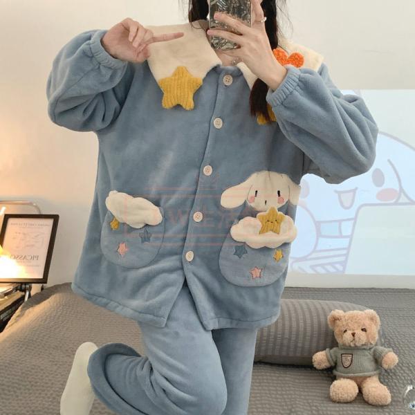 レディース 寝巻き ファッション パジャマ 冬 新作 裏起毛 厚手 長袖  可愛い 家居 ホームウエア 保温 暖かい 着心地 ふわふわの通販は 4,650円