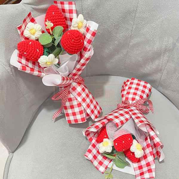 毛糸DIY手編みいちごブーケ誕生日プレゼントおしゃれな結婚