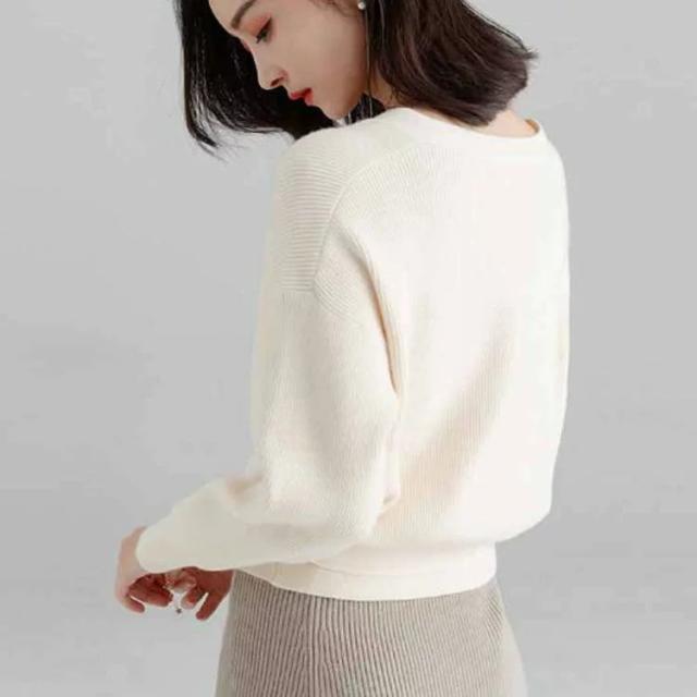 noble　ベルト　Vネックカーディガン　ウール　ショート丈　アイボリー系　F noble ベルト Vネックカーディガン ウール ショート丈