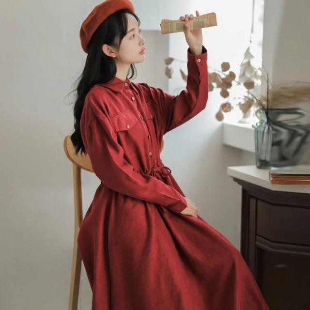 全4カラー！春 ワンピース シャツワンピース ミディアム丈 ロング丈