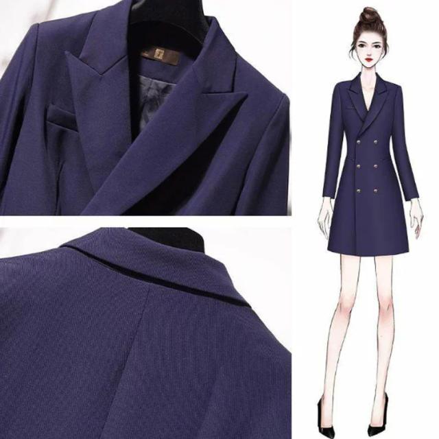 モワティエ テーラードジャケット ロングワンピース 長袖 比翼ボタン 【M】 ロングテーラードジャケット ダブルボタン スーツ ワンピース