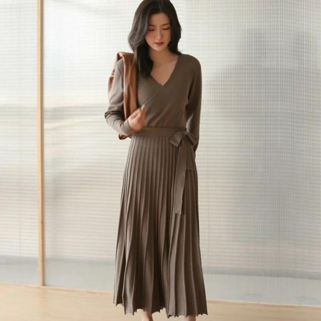 全9色×4サイズ！ニットワンピース カシュクール ニット