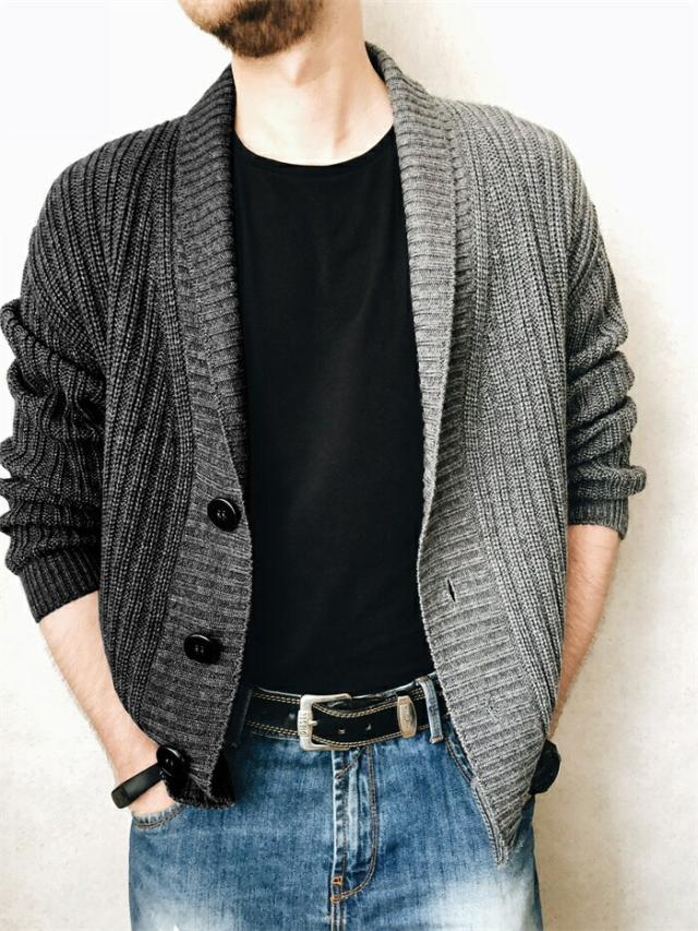 ニットカーディガン バイカラー ニットカーディガン メンズ
