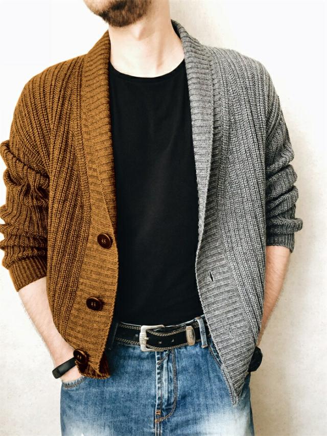 メンズニット切替ジャケットカーディガンアウター春秋 ニット ジャケット メンズ ニットカーディガン ジャケットニット