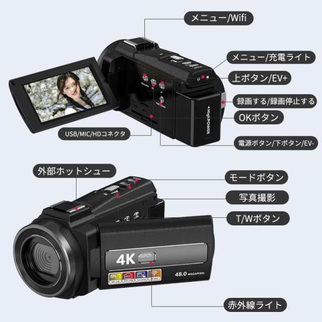 デジカメ2.7K デジタルカメラ 4800万画素数YouTubeカメラ