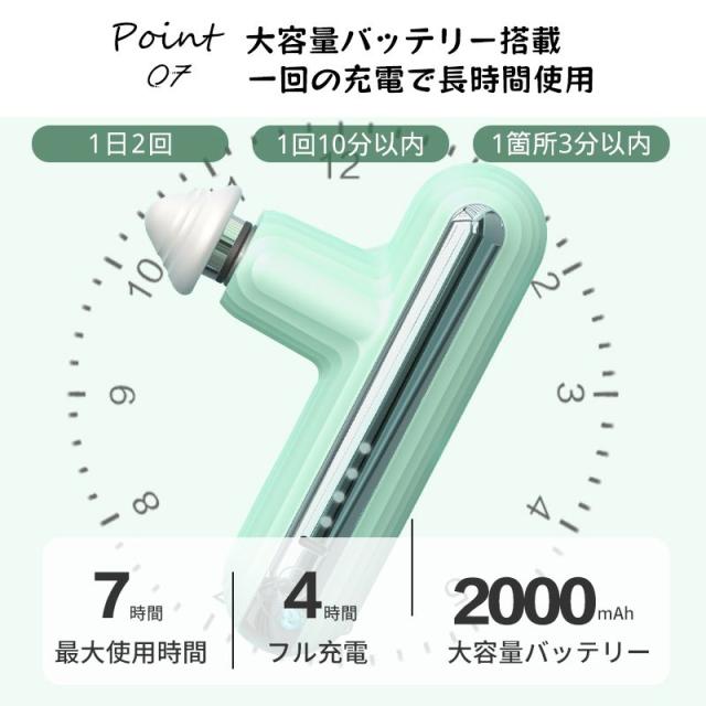 筋膜リリース ハンディガン 電動 軽量 マッサージ機 筋膜リリースガン MINI トータルボディケア 4種のアタッチメント付 軽量 ポータブル 小型 コンパクト 静音 筋肉 エクササイズ フィットネス コードレス 家事 仕事 職場 出張 旅行 トラベル 電動 振動ガン_9