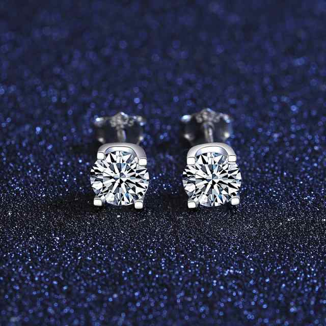 ピアス 両耳用 0.5Carat Pair モアサナイト シルバー925 ホワイト シルバー スタッド 中粒 一粒 4本爪 シンプル おしゃれ 通勤 mse012