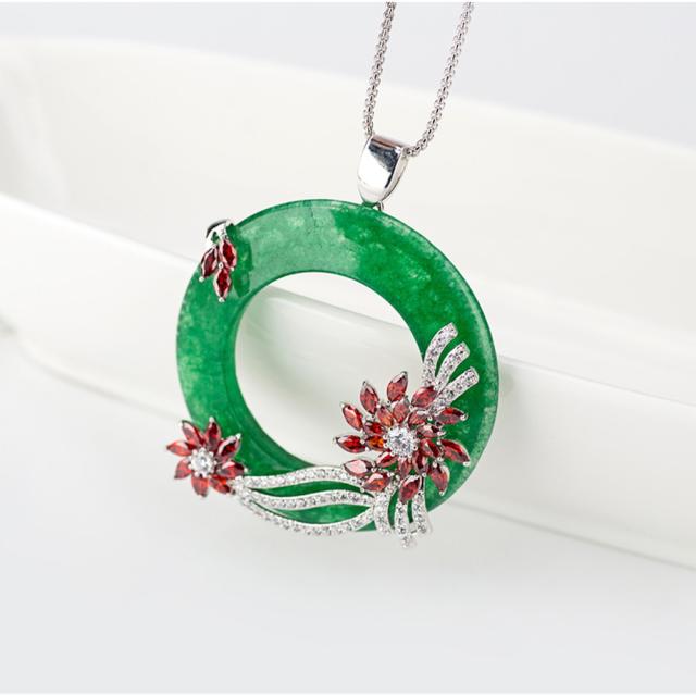 ネックレス キュービックジルコニア ホワイト グリーン 真鍮 ピンクゴールド シルバー カニカン ゆれる 大きめ フラワー 花 57+5cm n15110608の通販は