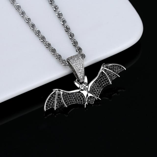 ネックレス キュービックジルコニア ホワイト 真鍮 シルバー ゆれる コウモリ こうもり バット ユニセックス 男女兼用 61cm n20070104の通販は 5,793円