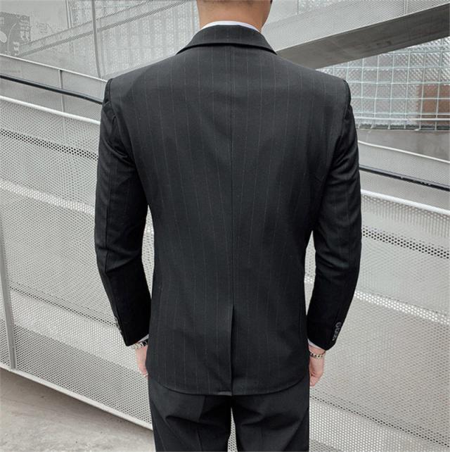 メンズ　セットアップスーツ ベスト付き 3p Y3 ブラックストライプ 予約販売】メンズ セットアップ 3点セット スーツ ベスト 刺繍