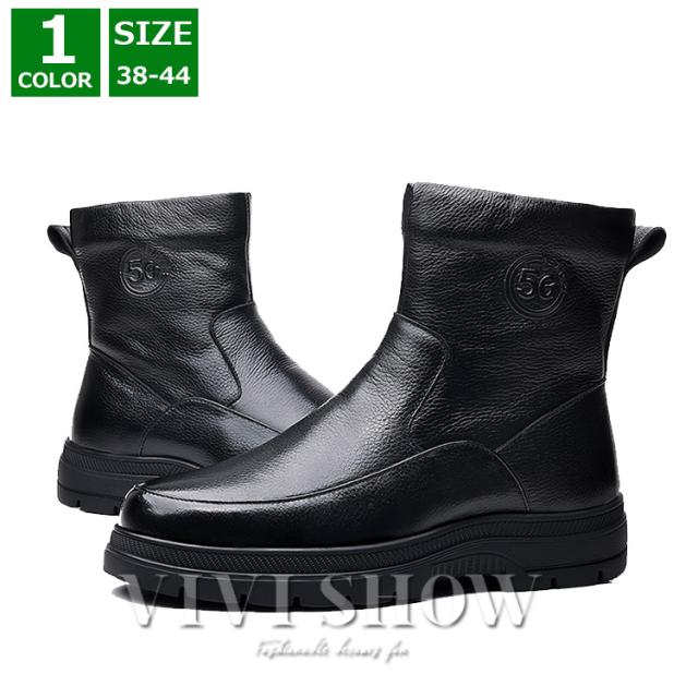 メンズ ブーツ 靴 ミドルブーツ レザー シンプル カジュアル おしゃれ 暖かい 歩きやすい スノーシューズ
