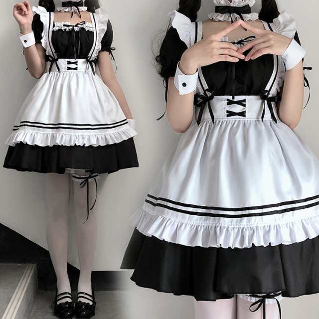 ハロウィン メイド服 コスプレ メイド コスチューム ロングワンピース ...