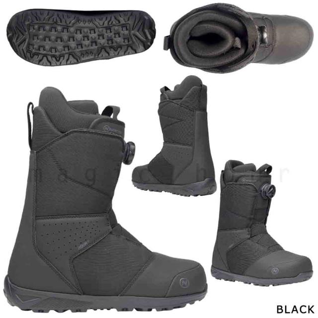 スノーボード ブーツ メンズ NIDECKER ナイデッカー SIERRA ダイヤル ダイアル式 25-26 ソフトフレックス 大きいサイズ 25cm - 30.0cm 黒 ブラック グレー 男性