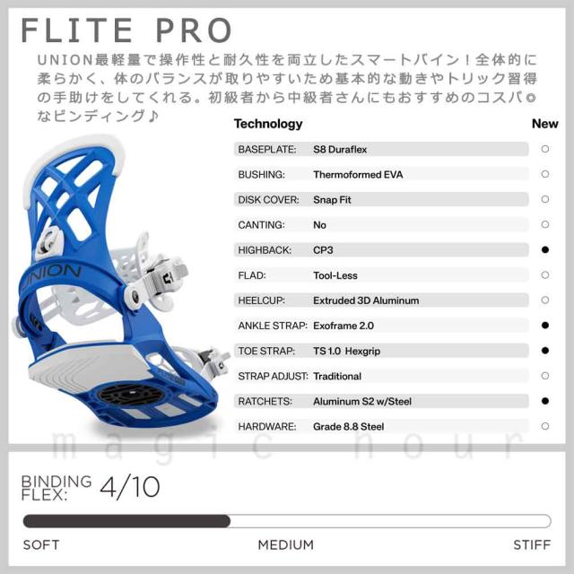 スノーボード ビンディング スノボー バインディング メンズ UNION ユニオン FLITE PRO ボード 25-26 グラトリ ブラック ホワイト 青 板と同時購入で取付無料_1