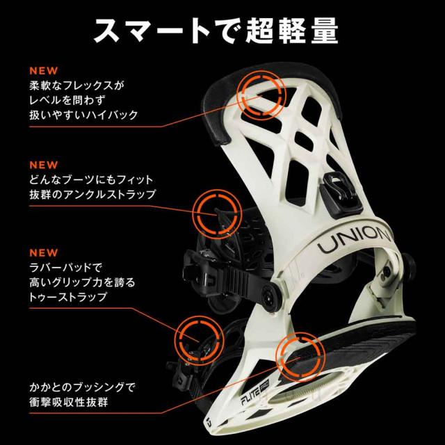 スノーボード ビンディング スノボー バインディング メンズ UNION ユニオン FLITE PRO ボード 25-26 グラトリ ブラック ホワイト 青 板と同時購入で取付無料_4