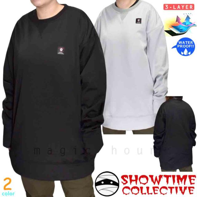 スノーボード 防水 トレーナースノボー  撥水 防風 防寒 ウェア ジャケット クルーネック メンズ レディース SHOWTIME ブランド ショウタイム 黒 グレー 無地
