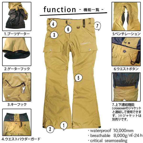 スノーボード スノボー ウェア メンズ レディース スリム 細身 パンツ 下 crossover クロスオーバー chronos pants  CSW8502 プリント 細の通販はau PAY マーケット - マジック・アワー au PAY マーケット店 | au PAY マーケット－通販サイト