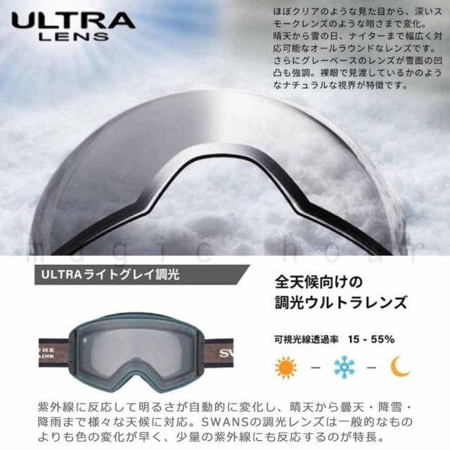 SWANS ラカン スキー スノーボードゴーグル 眼鏡対応 調光ULTRAレンズ スキーゴーグル メンズ レディース スノー ゴーグル 眼鏡対応 調光