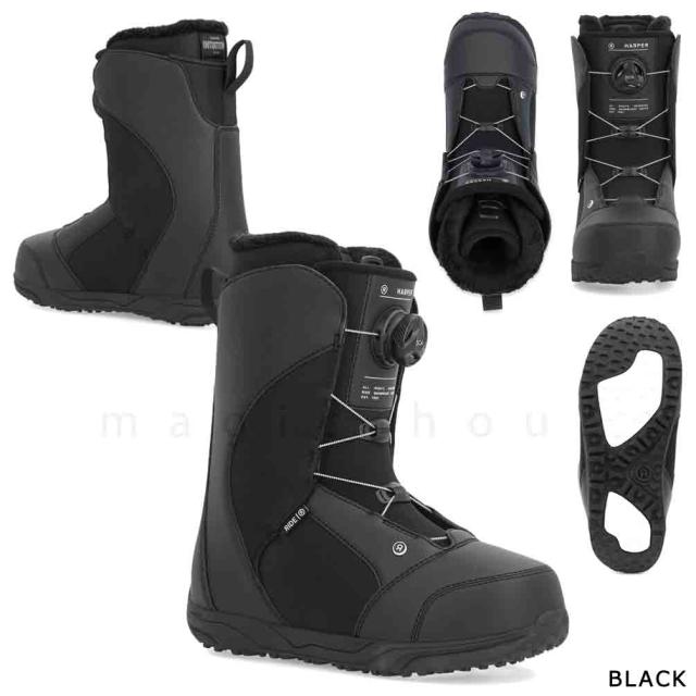 スノーボード ブーツ BOA レディース RIDE ライド HARPER ダイヤル ダイアル式 23-24 2024モデル ミドルフレックス 大きいサイズ 23cm - 25.5cm 黒 ブラック