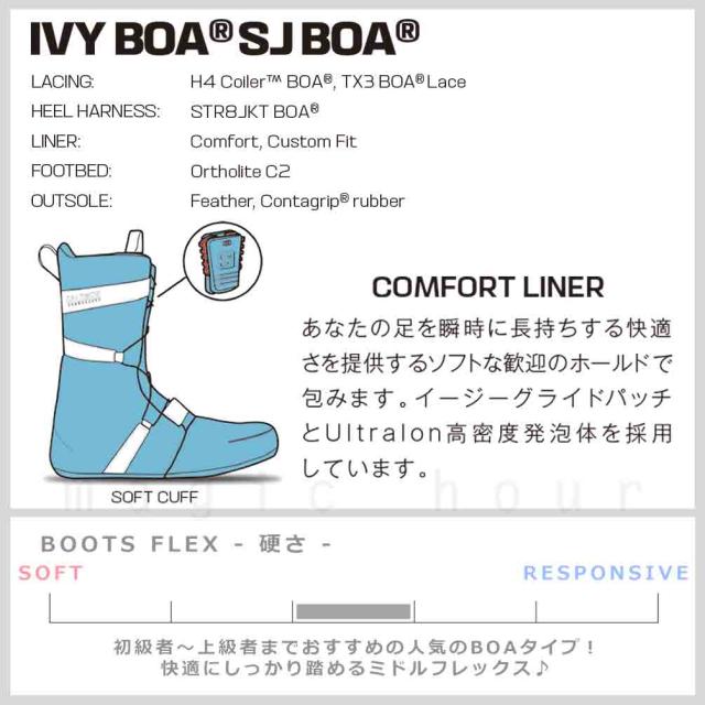 スノーボード ブーツ レディース サロモン SALOMON IVY BOA SJ BOA デュアルボア ダイヤル ダイアル式 25-26 ソフトフレックス 22cm- 26cm 黒 白 ミント お洒落_1