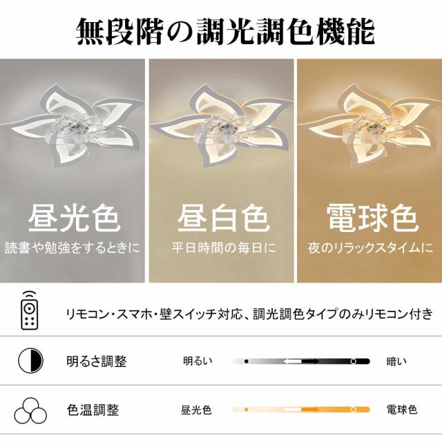 シーリングファンライト led シーリングファン ファン付き照明 花形 シーリングライト おしゃれ 6畳 8畳 9畳 調光調色 節電 逆回転機能 DCモーター 風量調節 照明器具 天井照明 リビング 寝室 和室 軽量 間接照明 子供部屋 静音 空気循環 新生活 一人暮らし