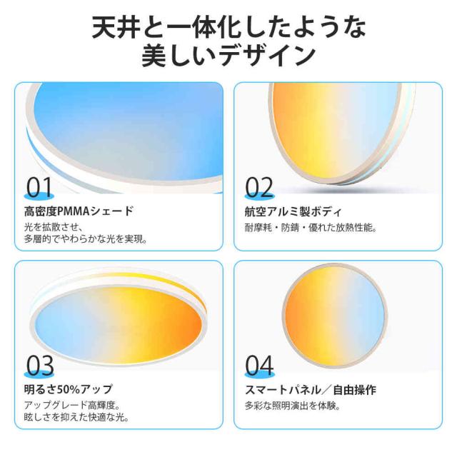 LED シーリングライト 6畳 調光調色 ダイナミックリズム 間接照明 リモコン付き 超高演色Ra97 蛍光灯 照明 7色切替 おしゃれ 北欧 照明器 丸形 常夜灯 電気 天井照明 節電 おしゃれ 和室 洋室 居間 寝室 リビング 照明器具 簡単取付 工事不要 PSE認証済_16