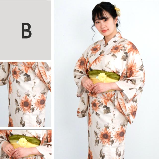 浴衣 セット レディース 夏用 花 浴衣 作り帯 2点セット F 花柄 和服