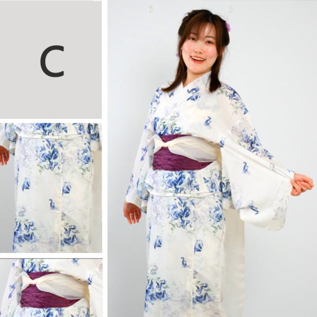 浴衣 セット レディース 夏用 花 浴衣 作り帯 2点セット F 花柄 和服