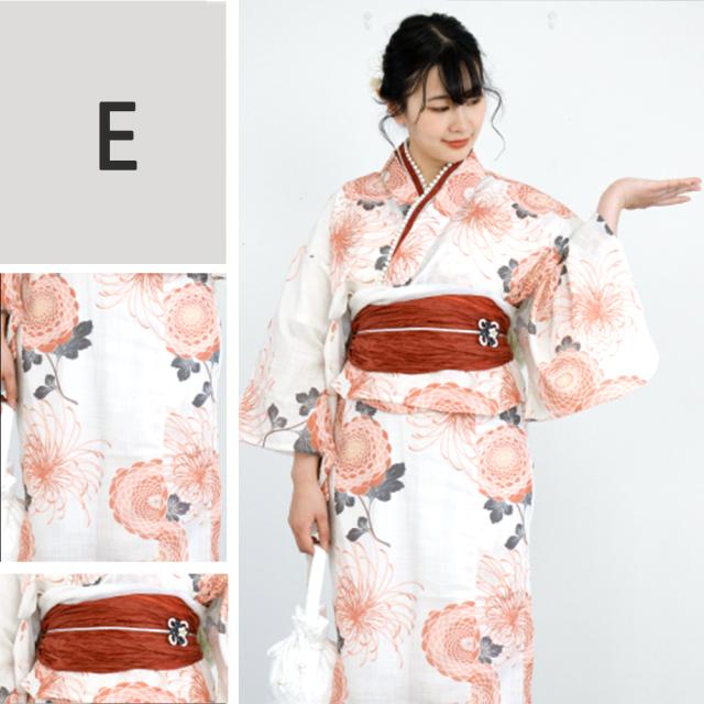 浴衣 セット レディース 夏用 花 浴衣 作り帯 2点セット F 花柄 和服