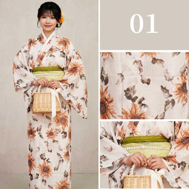 浴衣 セット レディース 夏用 浴衣 作り帯 2点セット 3点セット F 花柄
