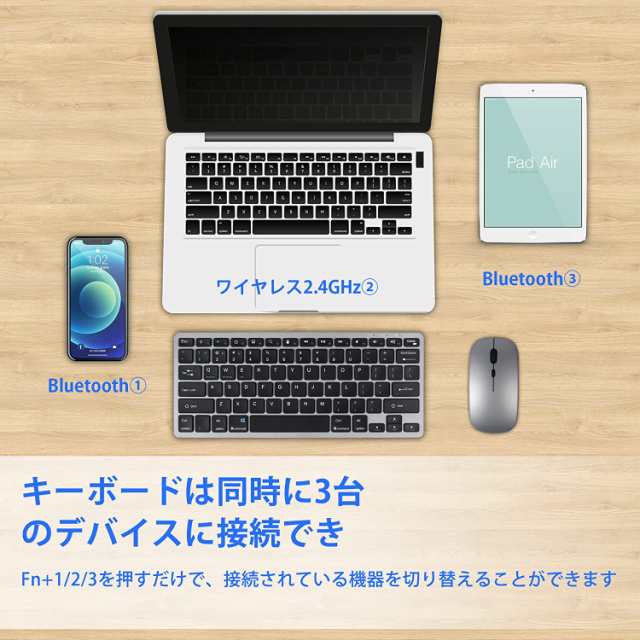 キーボード マウスセット ワイヤレス2.4GHzとbluetooth２種類の接続方式 3つのデバイスで切り替え可能 ipad/スマホ/タブレット/の通販はau  PAY マーケット - KUMASEN公式ショップ