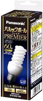 パナソニック 60形 E26口金 電球形蛍光灯 パルックボールプレミア クール色 昼光色 EFD15ED/10H