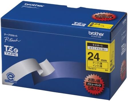 (brother純正)ピータッチ ラミネートテープ TZe-651V 幅24mm (黒文字/黄)