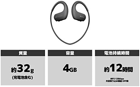 ソニー(SONY) ヘッドホン一体型ウォークマン Wシリーズ NW-WS413 : 4GB MP3プレーヤー ブラック NW-WS413 BM_3