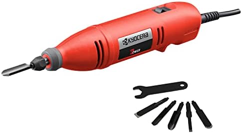 京セラ(Kyocera) 旧リョービ 電動彫刻刀 DC-501F 替刃5本セット 4988204 (お得な替刃セット付 スイッチONで手軽にガラス彫刻や模型工作ができる) 替刃軸寸法 幅5.5×厚さ1.6mm 定格使用時間連続 軽量0.45Kg