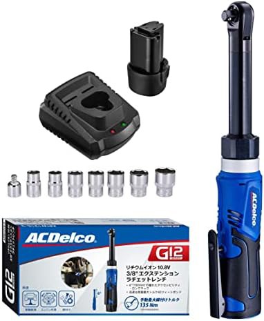 ACDelco G12 10.8V 充電式 ラチェットレンチ 3/8” (9.53mm) 最大トルク40ft-lbs (55Nm) 正逆転切替 LEDライト内蔵（日本語取扱説明書、