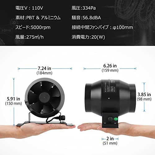 DUCTURBO 業務用換気扇 中間取付形ダクトファン 200mm 強力 風量:1205