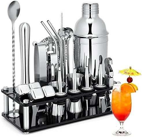 Yoseka カクテルシェイカー 23点セット カクテル セット 道具 550ml カクテル シェイカー セット ステンレス製 cocktail set カクテルセット バーテンダー 初心者用 バーセット 業務 自宅用の通販は