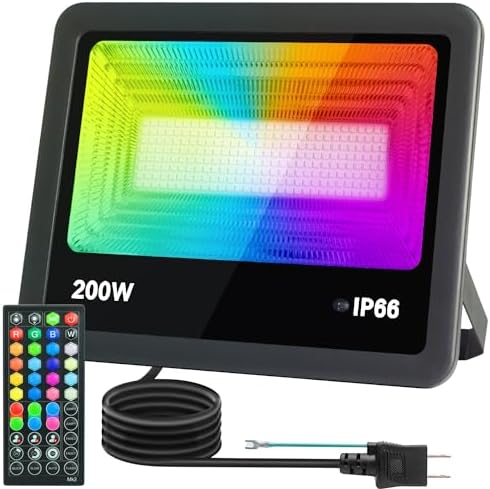 RGBライト RGB投光器 カラーライト フラッドライト ライトアップ 200W LED 1000W相当 明るい 省エネ IP66防水 リモコン操作 6種類照明モード タイミング機能 調光可能 メモリー機能 屋外 屋内 バー 看板灯 アクアリウム照明 水槽